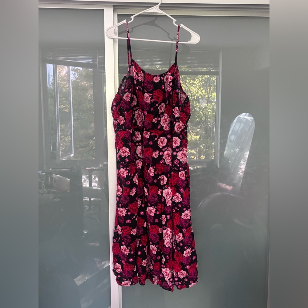 Old Navy Black, Red, and Pink Midi Dress- size XXL